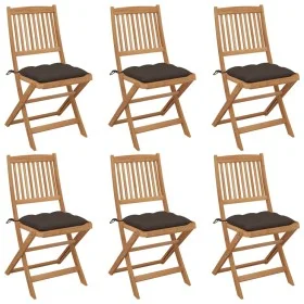 6 pcs folding garden chairs and solid acacia wood cushions by vidaXL, Garden chairs - Ref: Foro24-3075017, Price: 300,66 €, D...