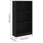 3-tier black plywood shelf 60x24x109cm by vidaXL, Bookcases and shelves - Ref: Foro24-800865, Price: 57,81 €, Discount: %