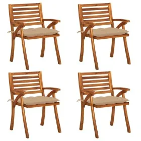 Garden chairs with cushions 4 units solid acacia wood by vidaXL, Garden chairs - Ref: Foro24-3075192, Price: 383,26 €, Discou...