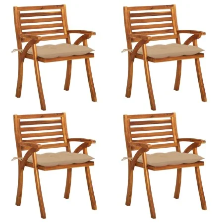 Garden chairs with cushions 4 units solid acacia wood by vidaXL, Garden chairs - Ref: Foro24-3075192, Price: 383,26 €, Discou...