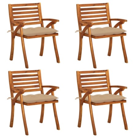 Gartenstühle mit Kissen 4 Einheiten aus massivem Akazienholz von vidaXL, Gartenstühle - Ref: Foro24-3075192, Preis: 510,66 €,...