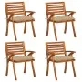Garden chairs with cushions 4 units solid acacia wood by vidaXL, Garden chairs - Ref: Foro24-3075192, Price: 383,26 €, Discou...