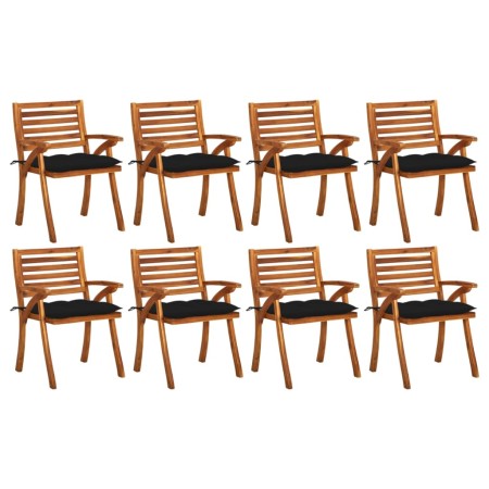 Gartenstühle 8 Stück aus massivem Teakholz mit Kissen von vidaXL, Gartenstühle - Ref: Foro24-3075223, Preis: 702,78 €, Rabatt: %
