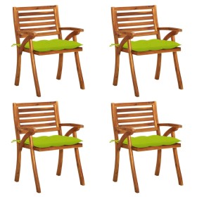 Sillas de jardín con cojines 4 unidades madera maciza de acacia de vidaXL, Sillas de jardín - Ref: Foro24-3075200, Precio: 51...