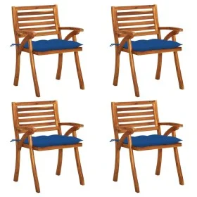 Gartenstühle mit Kissen 4 Einheiten aus massivem Akazienholz von vidaXL, Gartenstühle - Ref: Foro24-3075199, Preis: 389,17 €,...