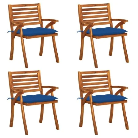 Sillas de jardín con cojines 4 unidades madera maciza de acacia de vidaXL, Sillas de jardín - Ref: Foro24-3075199, Precio: 40...