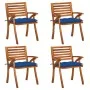 Sillas de jardín con cojines 4 unidades madera maciza de acacia de vidaXL, Sillas de jardín - Ref: Foro24-3075199, Precio: 40...