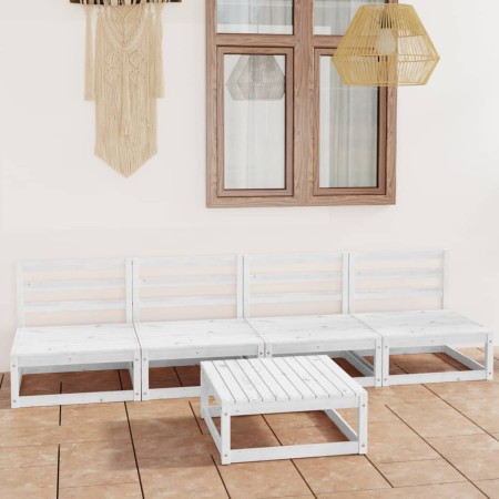 5-teiliges Garten-Lounge-Set aus weißem massivem Kiefernholz von vidaXL, Gartensets - Ref: Foro24-3075345, Preis: 250,32 €, R...