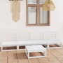 5-teiliges Garten-Lounge-Set aus weißem massivem Kiefernholz von vidaXL, Gartensets - Ref: Foro24-3075345, Preis: 250,32 €, R...