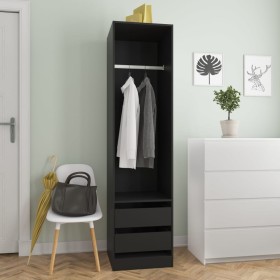 Armario con cajones de madera contrachapada negro 50x50x200 cm de vidaXL, Armarios roperos - Ref: Foro24-800613, Precio: 142,...