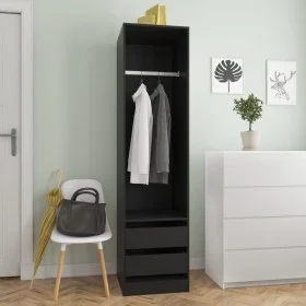 Schwarzer Sperrholzschrank mit Schubladen 50x50x200 cm von vidaXL, Kleiderschränke - Ref: Foro24-800613, Preis: 131,66 €, Rab...