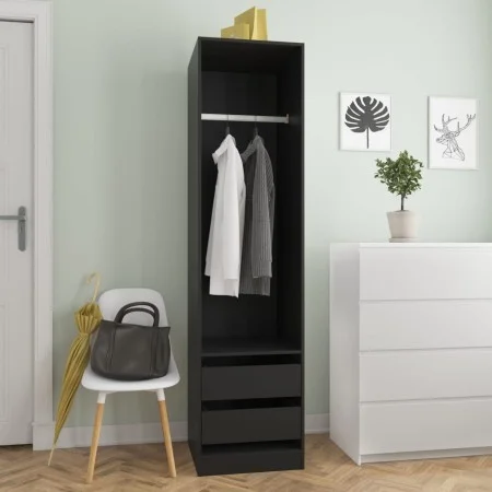Schwarzer Sperrholzschrank mit Schubladen 50x50x200 cm von vidaXL, Kleiderschränke - Ref: Foro24-800613, Preis: 131,44 €, Rab...