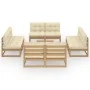 Muebles de jardín 9 piezas con cojines de madera de pino maciza de vidaXL, Conjuntos de jardín - Ref: Foro24-3076327, Precio:...