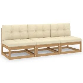 3-seater garden sofa with solid pine wood cushions by vidaXL, Outdoor sofas - Ref: Foro24-3076352, Price: 304,97 €, Discount: %