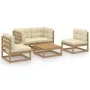 Juego de muebles de jardín 5 pzas y cojines madera pino maciza de vidaXL, Conjuntos de jardín - Ref: Foro24-3076437, Precio: ...
