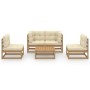 Juego de muebles de jardín 5 pzas y cojines madera pino maciza de vidaXL, Conjuntos de jardín - Ref: Foro24-3076437, Precio: ...