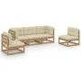 5-teiliges Gartenmöbel-Set mit Kissen aus massivem Kiefernholz von vidaXL, Gartensets - Ref: Foro24-3076442, Preis: 526,56 €,...