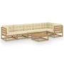 Garden furniture 7 pieces with cushions made of solid pine wood by vidaXL, Garden sets - Ref: Foro24-3076622, Price: 767,29 €...