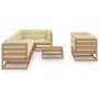 Gartenmöbel-Set 9-teilig und Kissen aus massivem Kiefernholz von vidaXL, Gartensets - Ref: Foro24-3076712, Preis: 1,00 €, Rab...