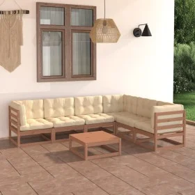 Garden furniture set 7 pcs honey brown pine wood cushions by vidaXL, Garden sets - Ref: Foro24-3076792, Price: 766,98 €, Disc...