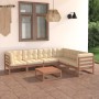 Garden furniture set 7 pcs honey brown pine wood cushions by vidaXL, Garden sets - Ref: Foro24-3076792, Price: 767,29 €, Disc...