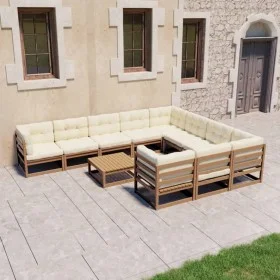 Garden furniture set 11 pcs honey brown pine wood cushions by vidaXL, Garden sets - Ref: Foro24-3077052, Price: 1,00 €, Disco...
