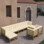 Gartenmöbel-Set 9-tlg. Kissen aus honigbraunem Kiefernholz von vidaXL, Gartensets - Ref: Foro24-3077157, Preis: 912,09 €, Rab...