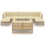 Gartenmöbel-Set 9-tlg. Kissen aus honigbraunem Kiefernholz von vidaXL, Gartensets - Ref: Foro24-3077157, Preis: 912,09 €, Rab...