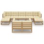 Gartenmöbel-Set 9-tlg. Kissen aus honigbraunem Kiefernholz von vidaXL, Gartensets - Ref: Foro24-3077157, Preis: 925,78 €, Rab...