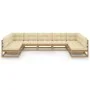 Set de muebles de jardín 9 pzs cojines madera pino marrón miel de vidaXL, Conjuntos de jardín - Ref: Foro24-3077197, Precio: ...
