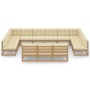 Gartenmöbel-Set 13-tlg. Kissen aus honigbraunem Kiefernholz von vidaXL, Gartensets - Ref: Foro24-3077247, Preis: 1,00 €, Raba...