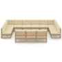 Set de muebles de jardín 13 pzs cojines madera pino marrón miel de vidaXL, Conjuntos de jardín - Ref: Foro24-3077247, Precio:...