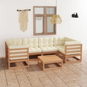 Garden furniture set 7 pcs honey brown pine wood cushions by vidaXL, Garden sets - Ref: Foro24-3077302, Price: 739,48 €, Disc...