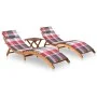 Tumbonas 2 unidades con mesa y cojines madera maciza de acacia de vidaXL, Tumbonas - Ref: Foro24-3077389, Precio: 380,17 €, D...