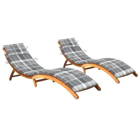 Sun loungers 2 units with solid acacia wood cushions by vidaXL, Loungers - Ref: Foro24-3077375, Price: 345,61 €, Discount: %