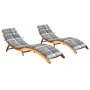 Tumbonas 2 unidades con cojines madera maciza de acacia de vidaXL, Tumbonas - Ref: Foro24-3077375, Precio: 378,34 €, Descuent...