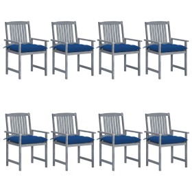 Garden chairs with cushions 8 pcs solid gray acacia wood by vidaXL, Garden chairs - Ref: Foro24-3078259, Price: 548,81 €, Dis...