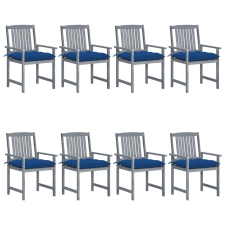 Garden chairs with cushions 8 pcs solid gray acacia wood by vidaXL, Garden chairs - Ref: Foro24-3078259, Price: 548,58 €, Dis...