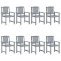 Garden chairs with cushions 8 pcs solid gray acacia wood by vidaXL, Garden chairs - Ref: Foro24-3078259, Price: 548,58 €, Dis...