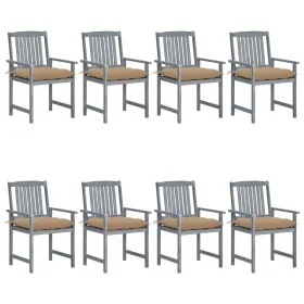 Gartenstühle mit Kissen, 8 Stück, massives graues Akazienholz von vidaXL, Gartenstühle - Ref: Foro24-3078252, Preis: 544,60 €...
