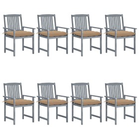 Gartenstühle mit Kissen, 8 Stück, massives graues Akazienholz von vidaXL, Gartenstühle - Ref: Foro24-3078252, Preis: 552,21 €...