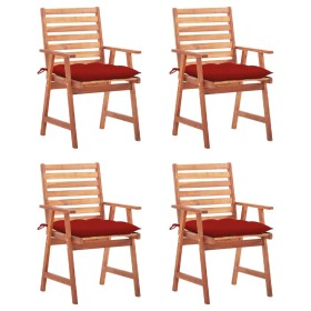 Garden dining chairs and cushions 4 pcs solid acacia wood by vidaXL, Garden chairs - Ref: Foro24-3078341, Price: 314,41 €, Di...