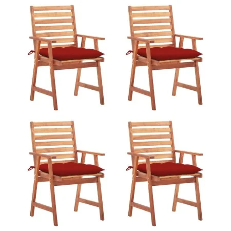 Garden dining chairs and cushions 4 pcs solid acacia wood by vidaXL, Garden chairs - Ref: Foro24-3078341, Price: 314,41 €, Di...
