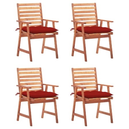 Sillas comedor de jardín y cojines 4 uds madera maciza acacia