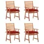 Garden dining chairs and cushions 4 pcs solid acacia wood by vidaXL, Garden chairs - Ref: Foro24-3078341, Price: 314,41 €, Di...