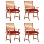 Sillas comedor de jardín y cojines 4 uds madera maciza acacia