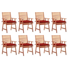 Garden dining chairs and cushions 8 units solid acacia wood by vidaXL, Garden chairs - Ref: Foro24-3078395, Price: 583,44 €, ...