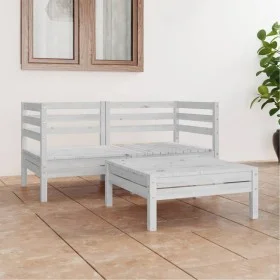 Gartenmöbel-Set 3-teilig aus massivem weißem Kiefernholz von vidaXL, Gartensets - Ref: Foro24-3082393, Preis: 149,33 €, Rabat...
