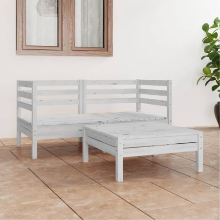 Gartenmöbel-Set 3-teilig aus massivem weißem Kiefernholz von vidaXL, Gartensets - Ref: Foro24-3082393, Preis: 151,26 €, Rabat...