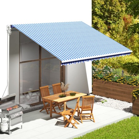Tela de repuesto para toldo azul y blanco 4,5x3,5 m en Toldos | Comprar online en Foro24